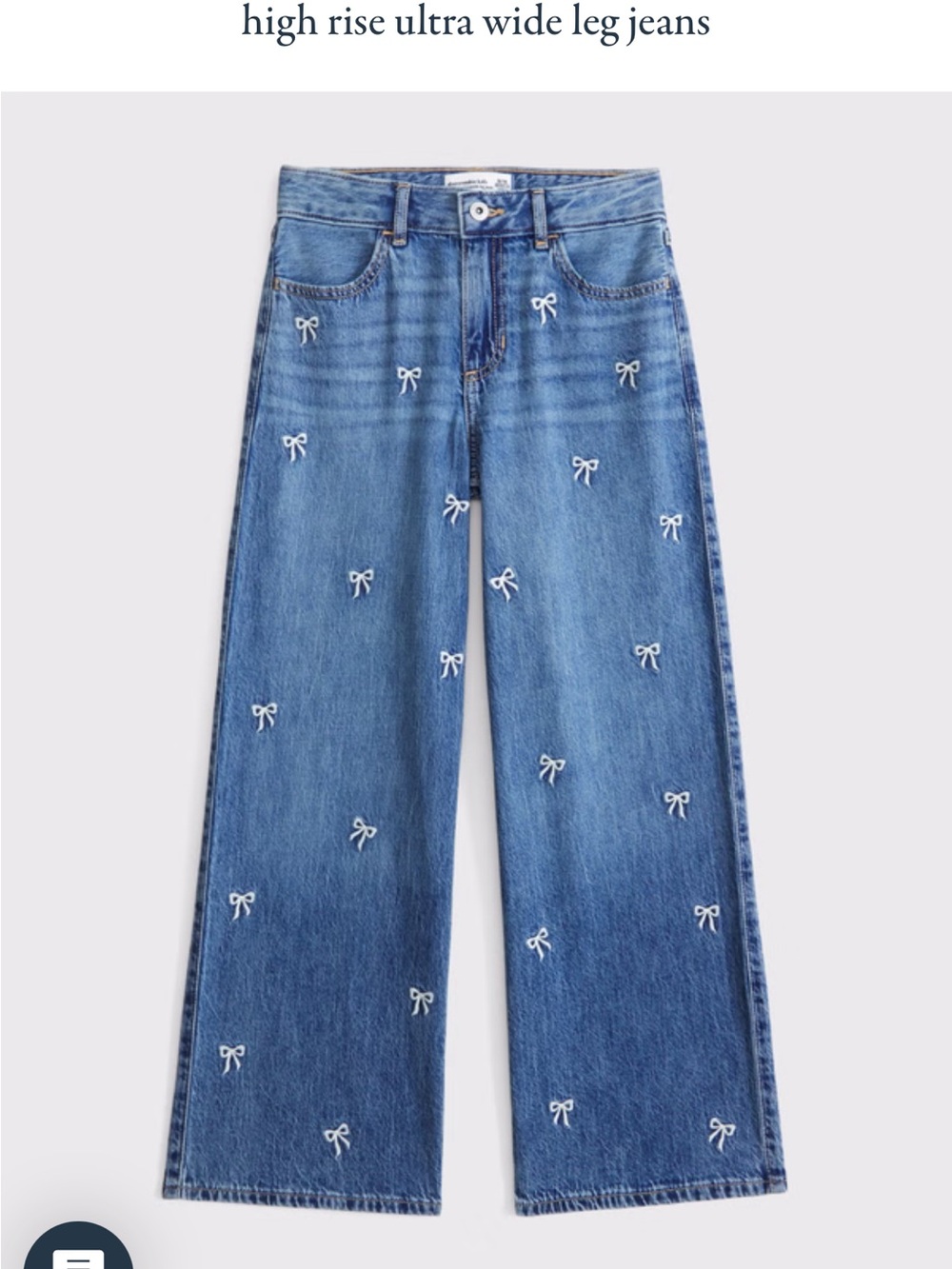 Abercrombie - high rise wide leg jeans with bows - 9/10 Long